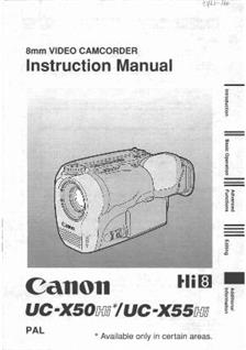 Canon UC X 50 Hi manual. Camera Instructions.